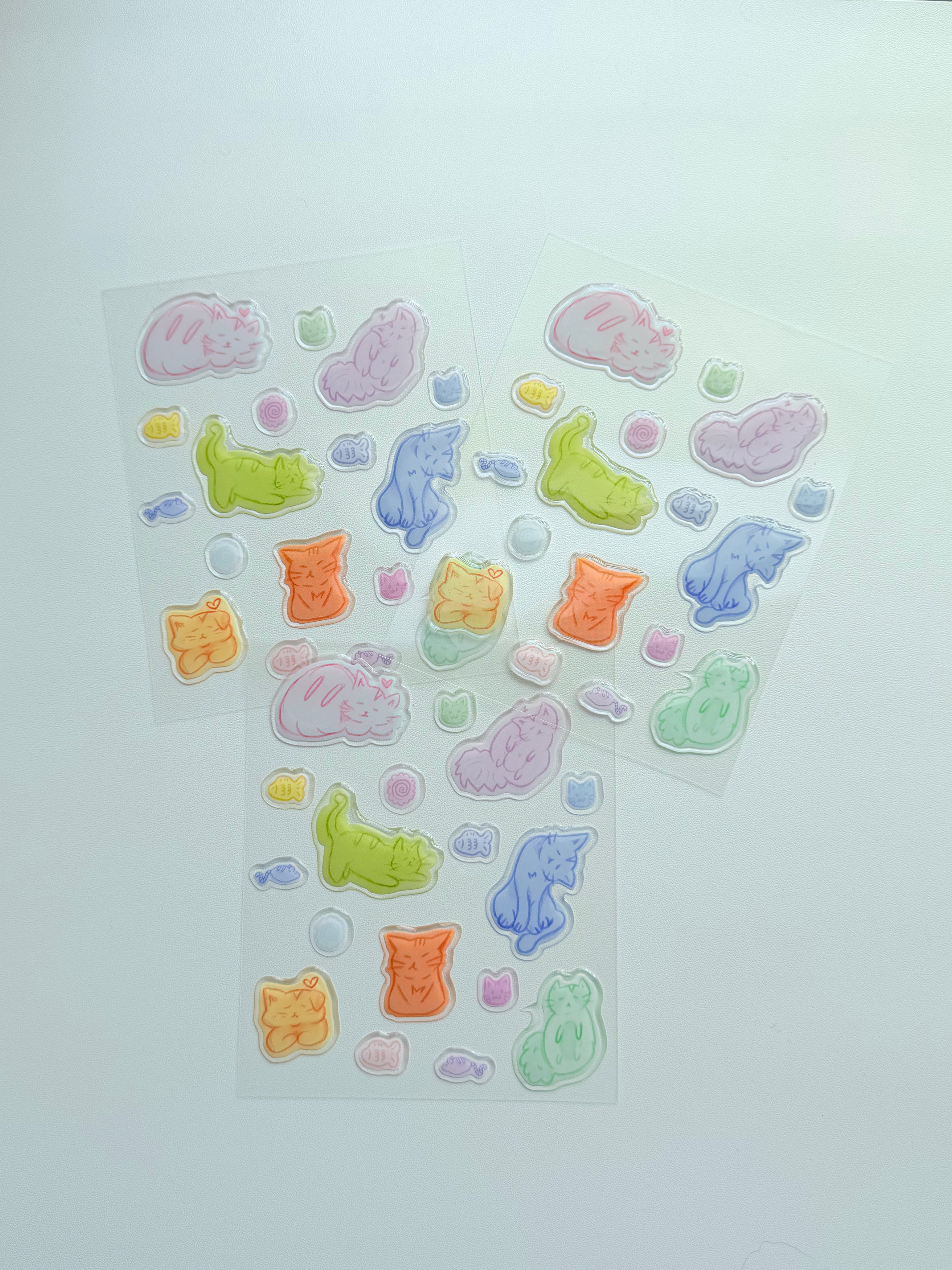 Cloud Sleepy Cats Stickers - 3D