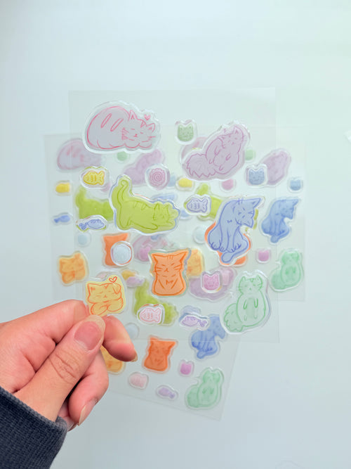 Cloud Sleepy Cats Stickers - 3D